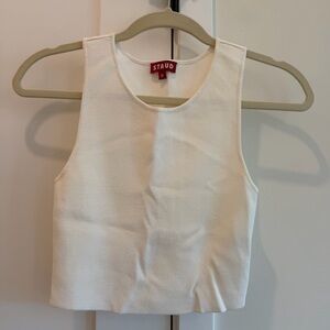 STAUD Cream Crop Top